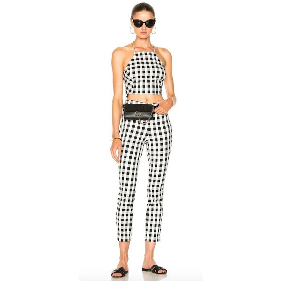 RAG & BONE Simone White Black Gingham Stretch Twill Skinny Trouser Pants, Size 2 - Picture 1 of 14